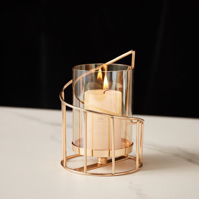 Decorative Iron & Glass Candle Holder