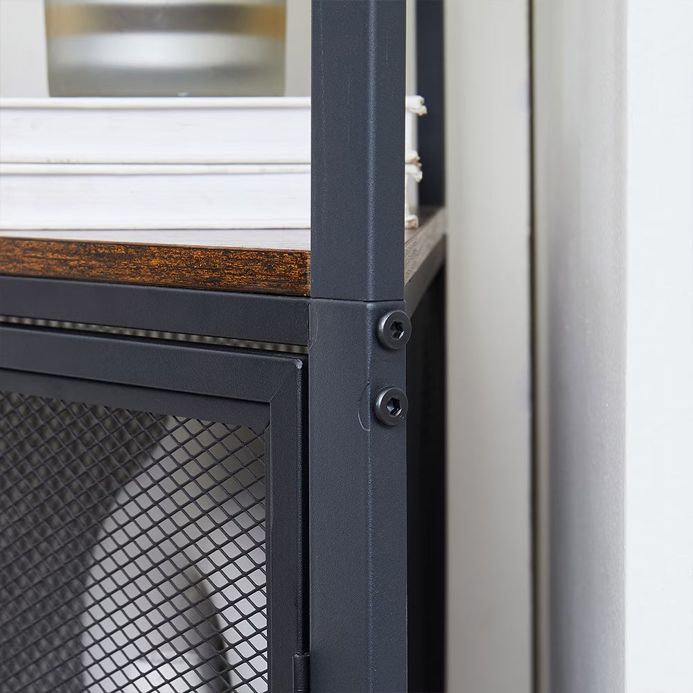 6-Tier Industrial Corner Shelf with Mesh Cabinet