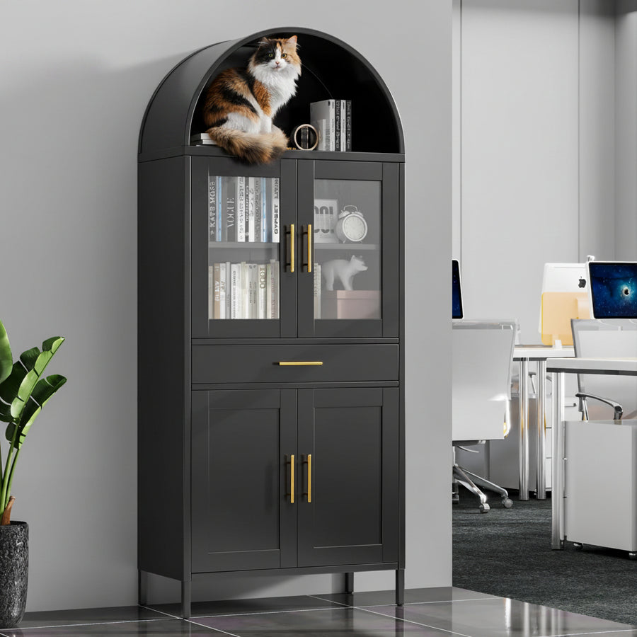 Modern Arched Metal Display Cabinet