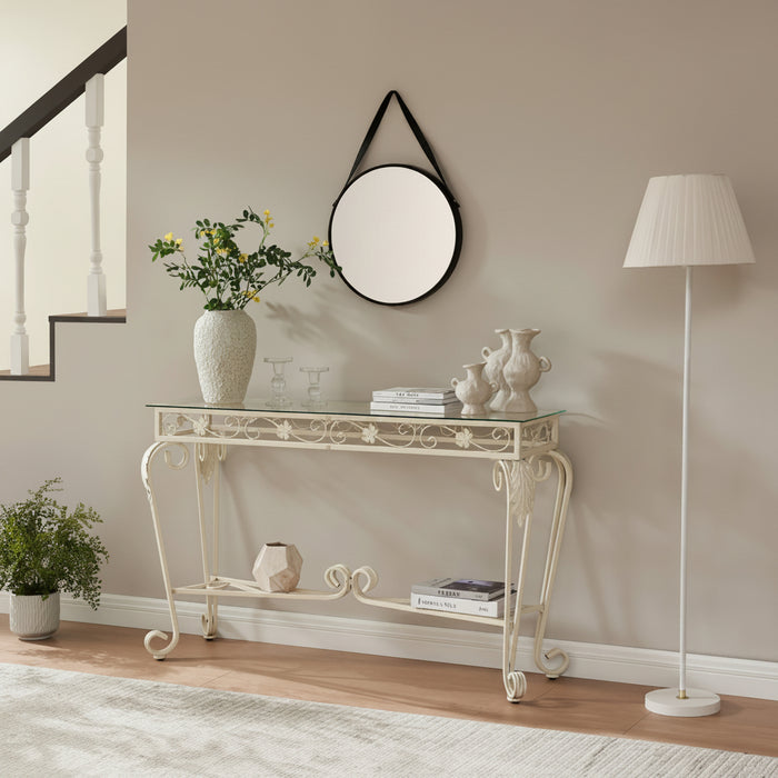 Vintage Metal Entryway Table with Shelf