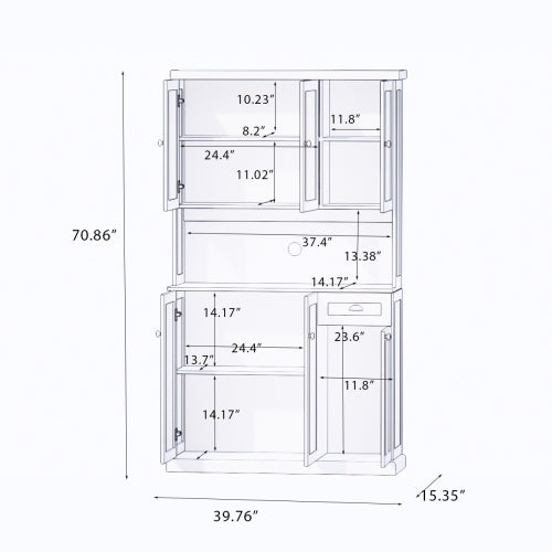 White Kitchen Storage Cabinet | Modern Freestanding Sideboard
