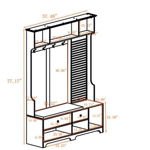 Multi-Purpose Hall Tree with Bench & Storage