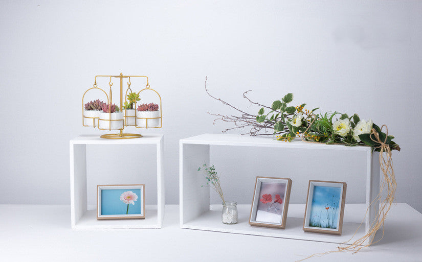 Rotating Carousel Ceramic Planter Set | Modern Succulent Pots