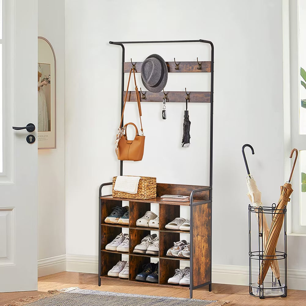 Rustic Sturdy Metal Coat & Shoe Rack