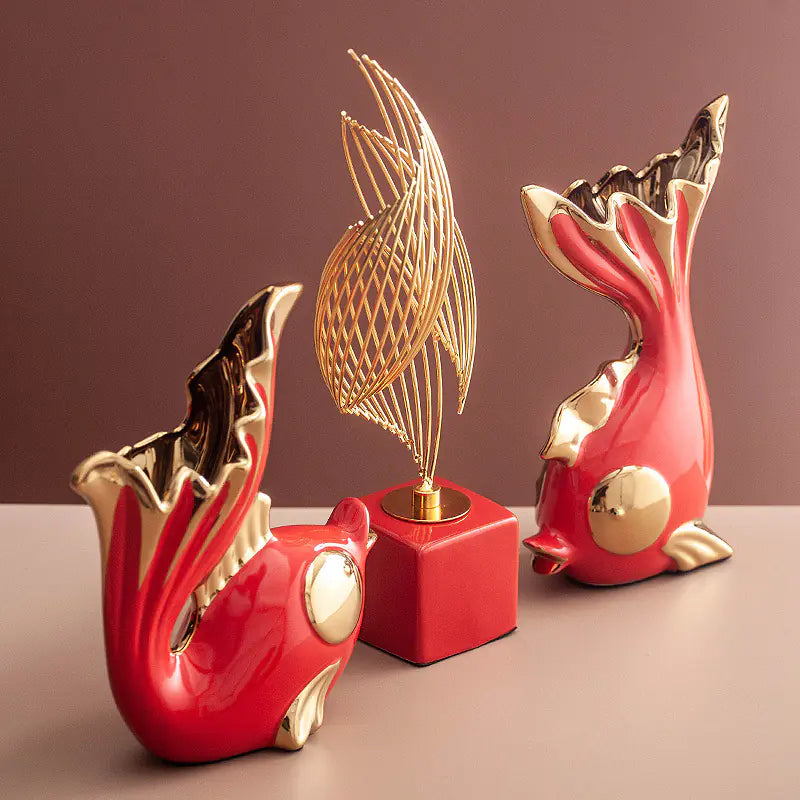 Ceramic Display Cabinet – Elegant Koi-Inspired Decor