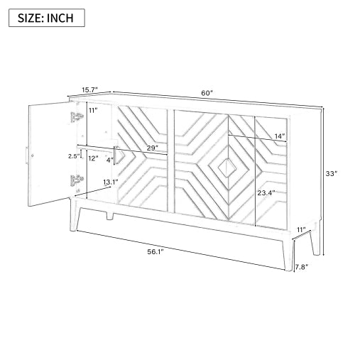 Fluted Sideboard Buffet Cabinet | Modern Storage