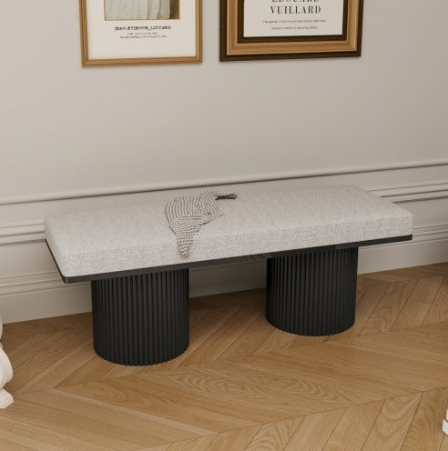 48" Light Grey Bouclé Bench