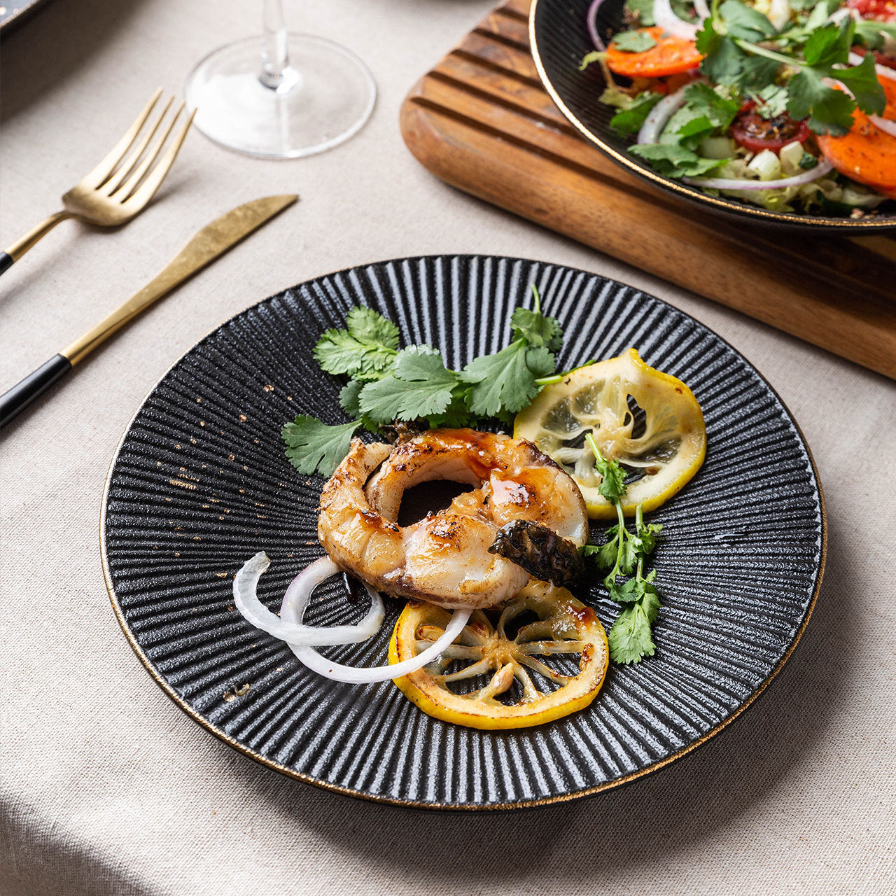Luxury Nordic Dinnerware Set with Gold Trim
