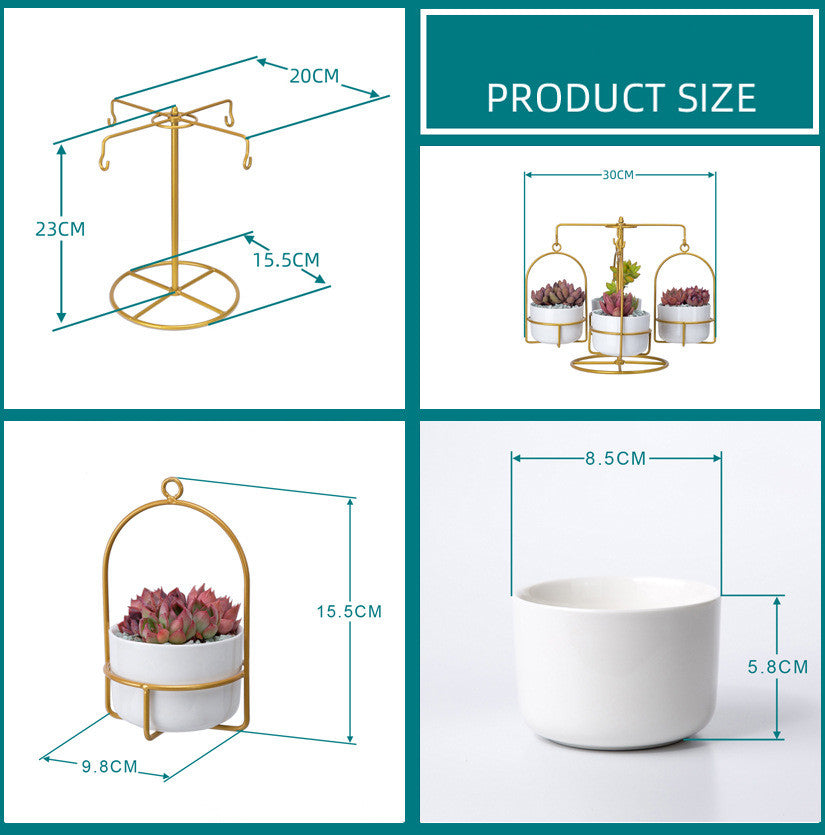 Rotating Carousel Ceramic Planter Set | Modern Succulent Pots