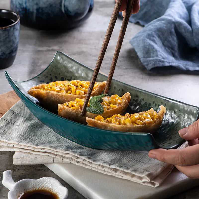 Japanese-Style Porcelain Sushi Plate