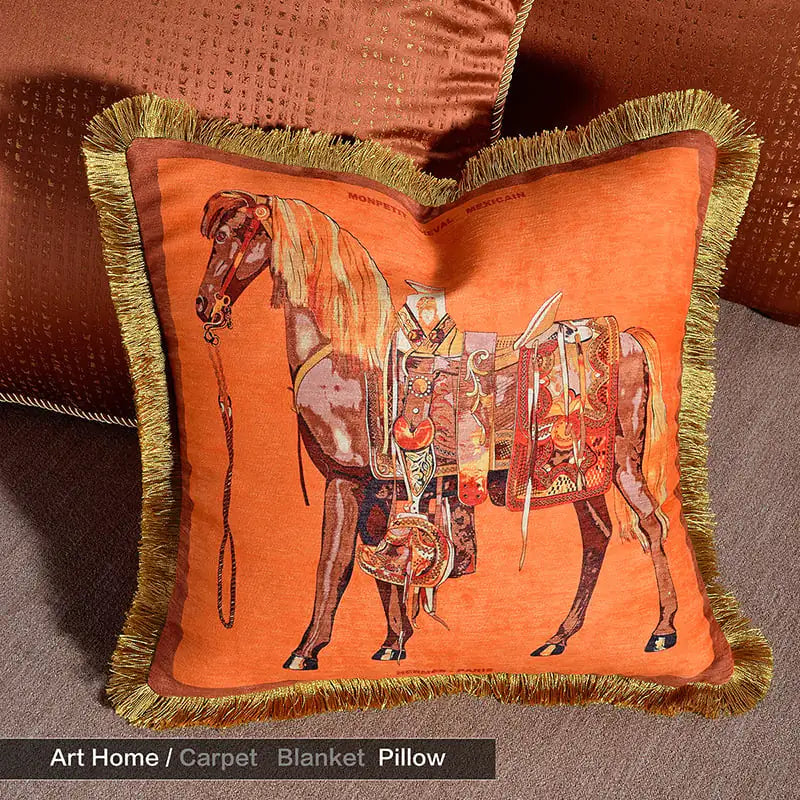 Vibrant Horse Print Throw Pillows