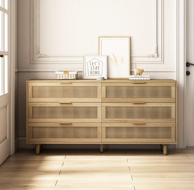 6-Drawer Rattan Storage Cabinet