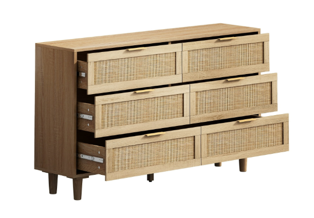 6-Drawer Rattan Storage Cabinet