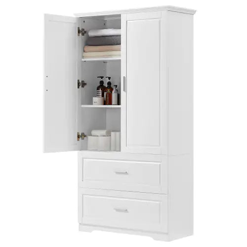 Tall  Storage Cabinet | White MDF Cabinet with Drawers