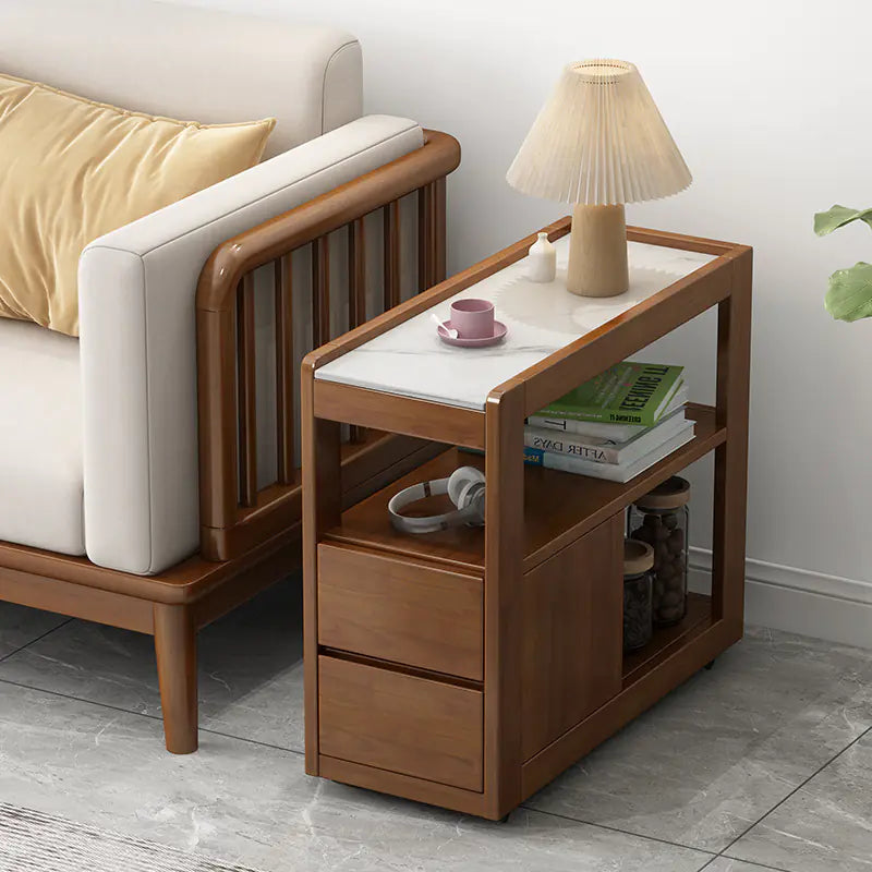 Solid Wood Movable Side Table