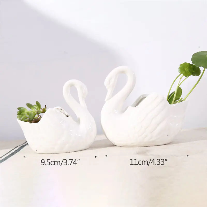 White Swan Ceramic Decor & Flower Pot