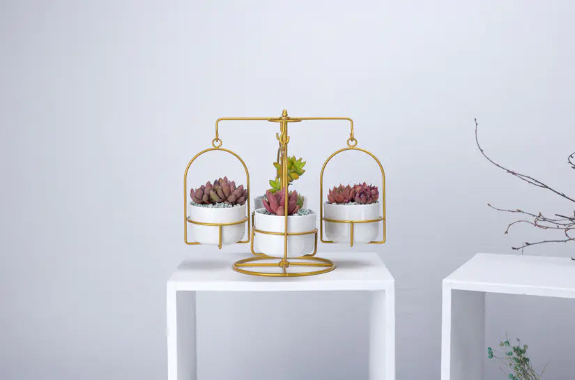 Rotating Carousel Ceramic Planter Set | Modern Succulent Pots