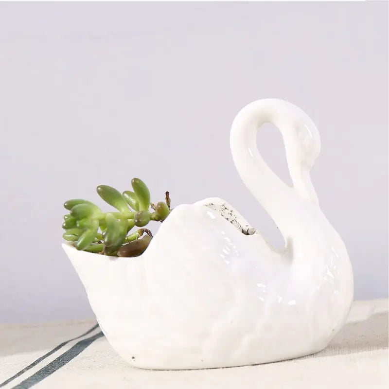 White Swan Ceramic Decor & Flower Pot