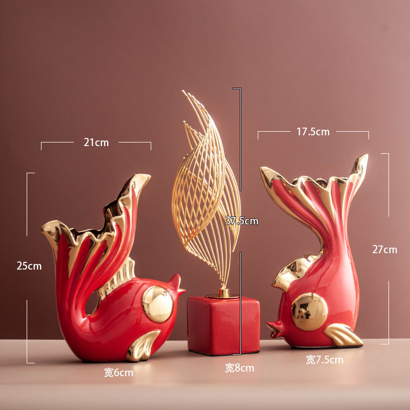 Ceramic Display Cabinet – Elegant Koi-Inspired Decor