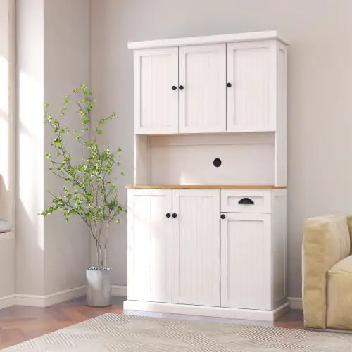 White Kitchen Storage Cabinet | Modern Freestanding Sideboard