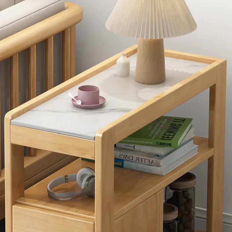 Solid Wood Movable Side Table