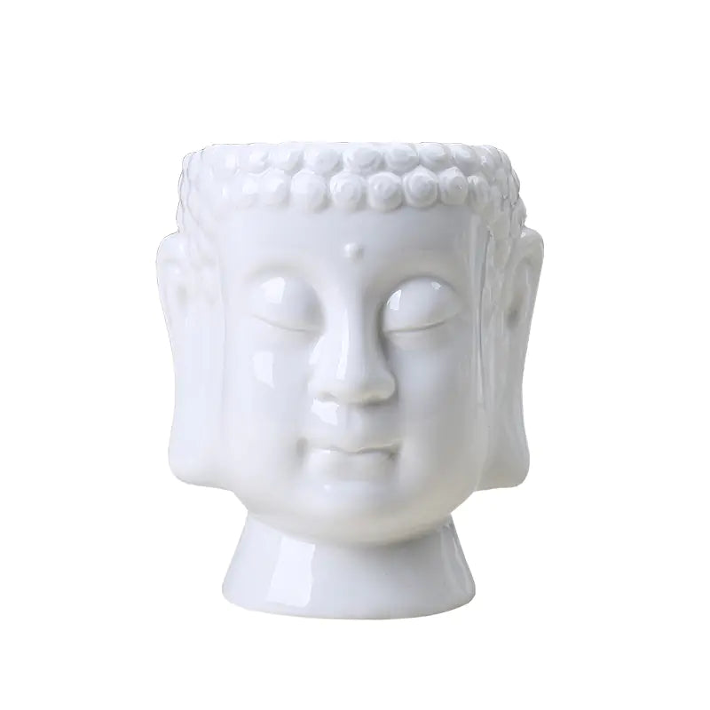 Minimalist Zen Ceramic Vase | White Buddha Planter