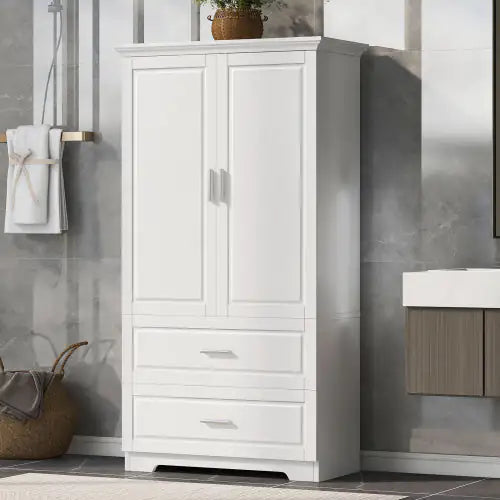 Tall  Storage Cabinet | White MDF Cabinet with Drawers