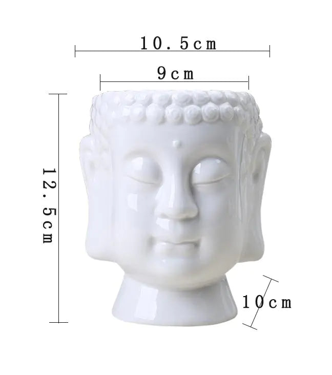 Minimalist Zen Ceramic Vase | White Buddha Planter