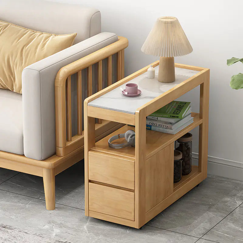 Solid Wood Movable Side Table