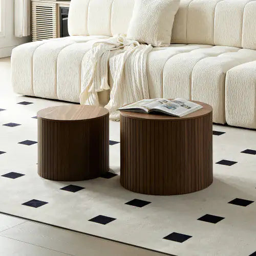 Round Nesting Coffee Table Set | Handcrafted MDF Design