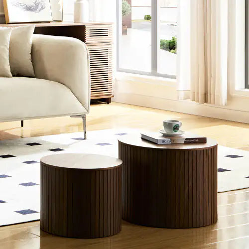 Round Nesting Coffee Table Set | Handcrafted MDF Design
