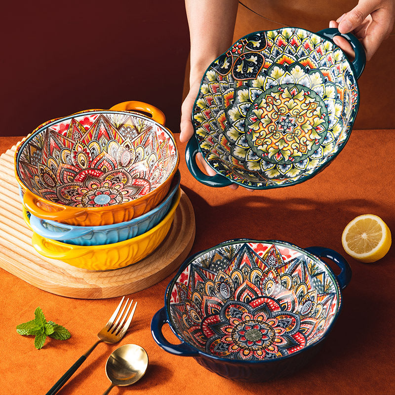Boho Floral Ceramic Bowl