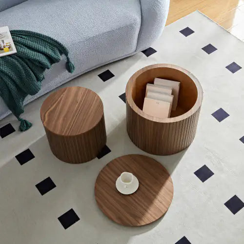 Round Nesting Coffee Table Set | Handcrafted MDF Design
