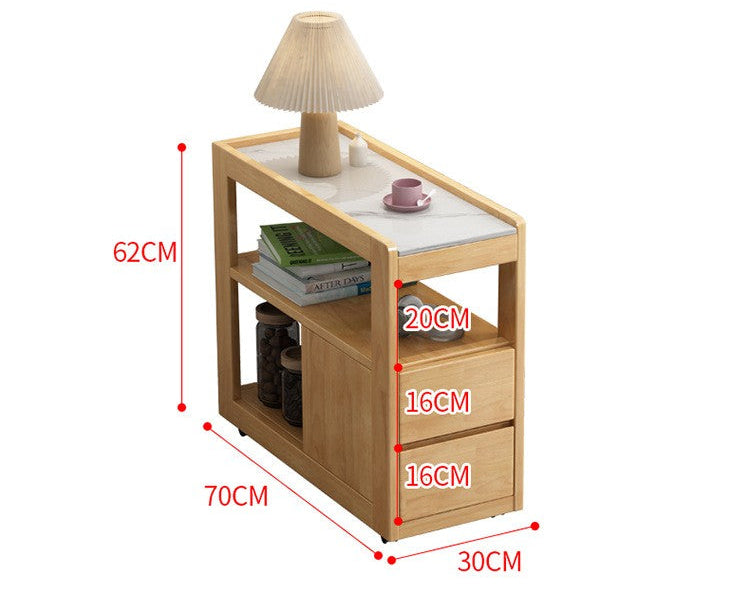 Solid Wood Movable Side Table