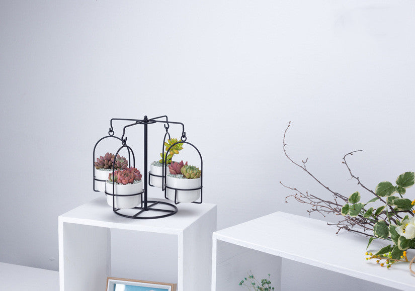 Rotating Carousel Ceramic Planter Set | Modern Succulent Pots