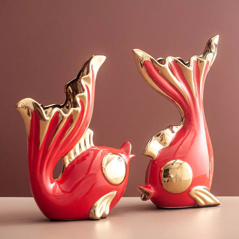 Ceramic Display Cabinet – Elegant Koi-Inspired Decor