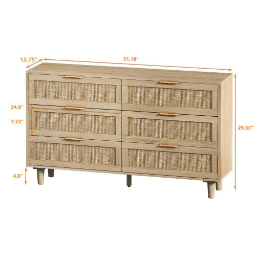 6-Drawer Rattan Storage Cabinet