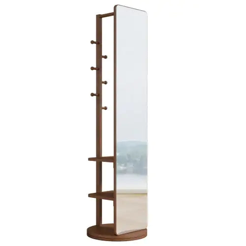 Full-Length Wardrobe Mirror | Walnut Frame & Storage