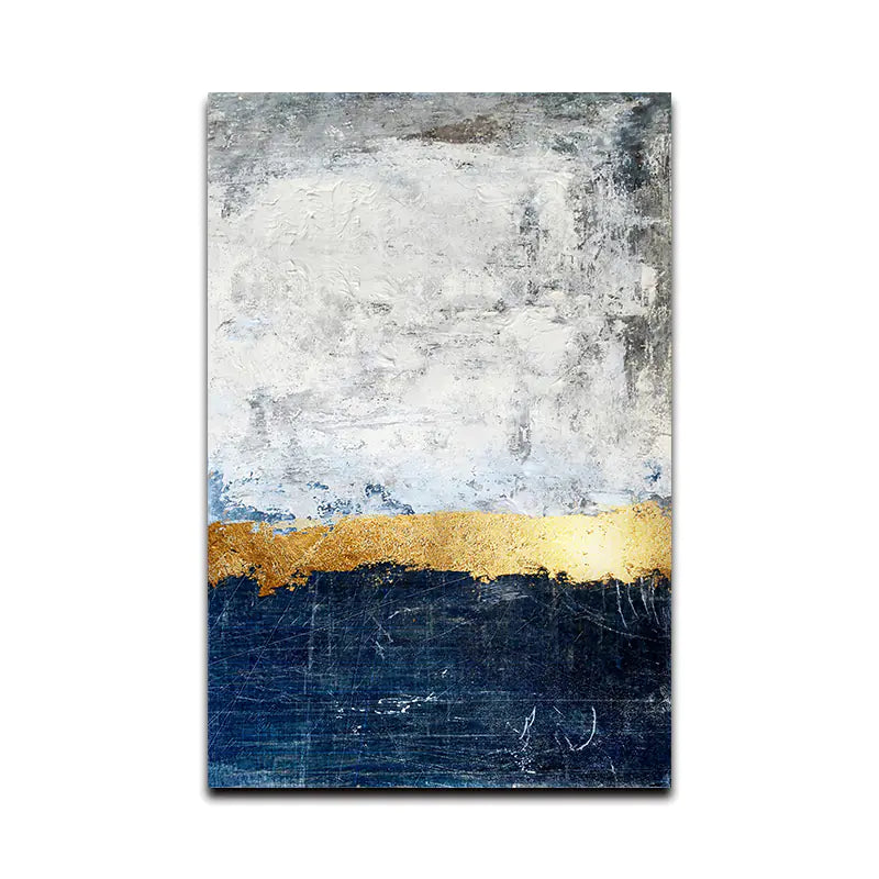 White and Gold Abstract Canvas Painting