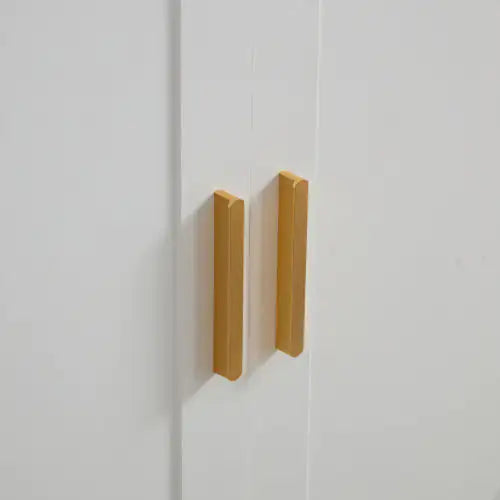 Modern White & Gold Accent Cabinet | 3-Door Storage Sideboard