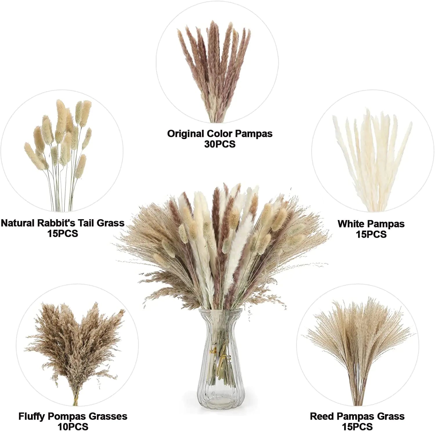 Natural Dried Pampas Grass Bouquet
