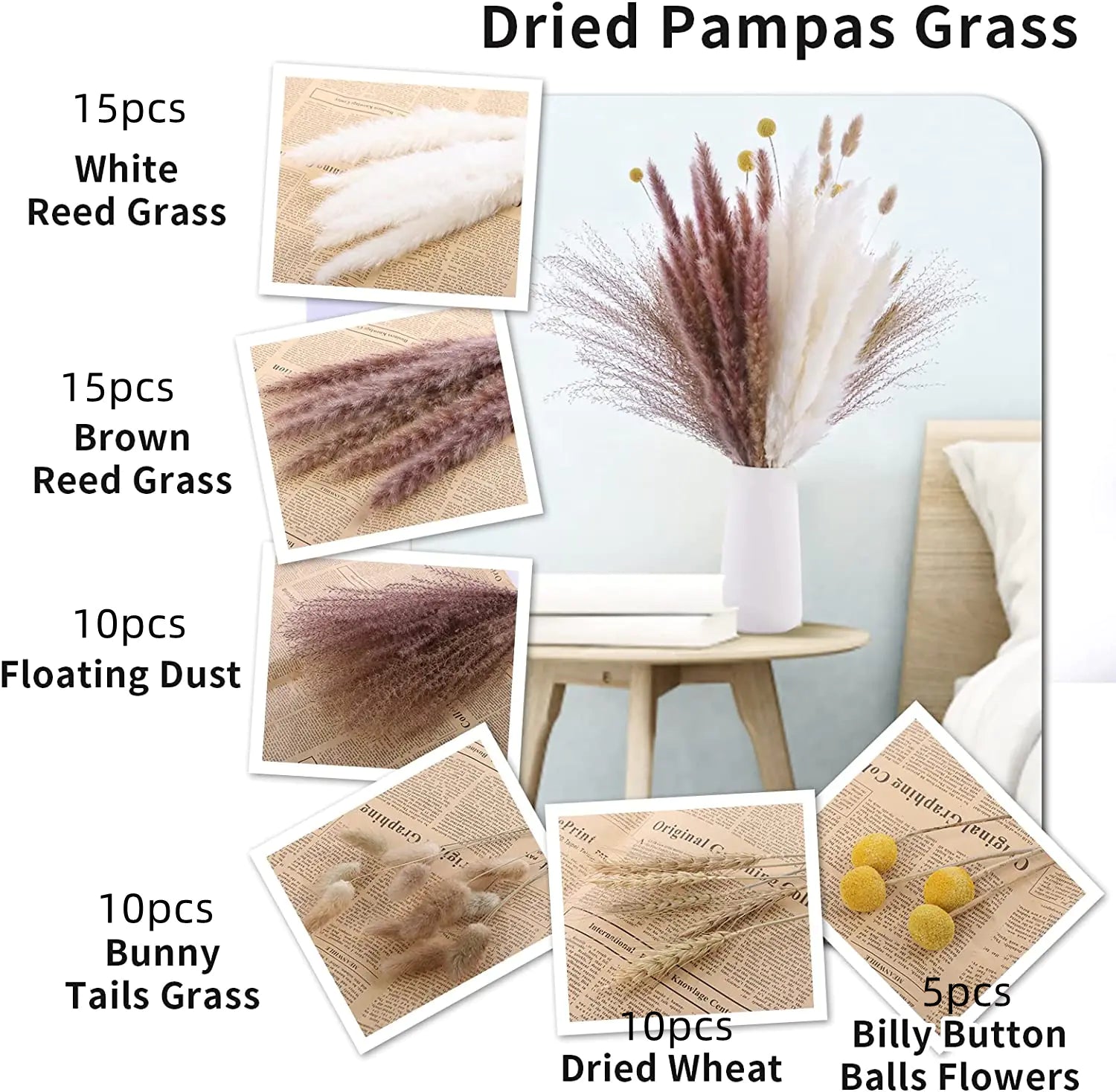 Natural Dried Pampas Grass Bouquet