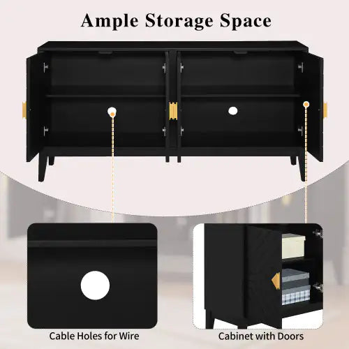 Fluted Sideboard Buffet Cabinet | Modern Storage