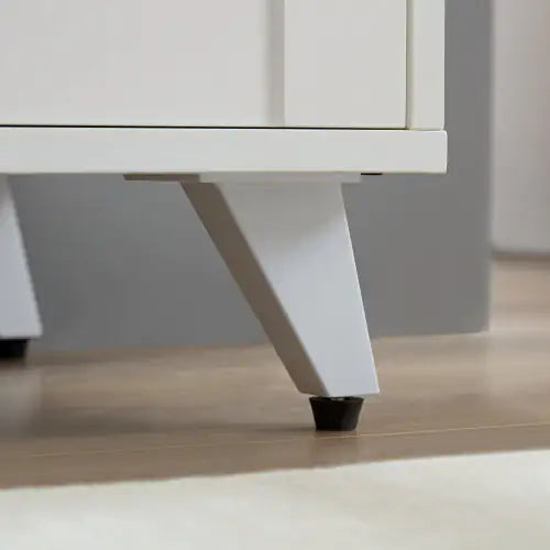 Modern White & Gold Accent Cabinet | 3-Door Storage Sideboard